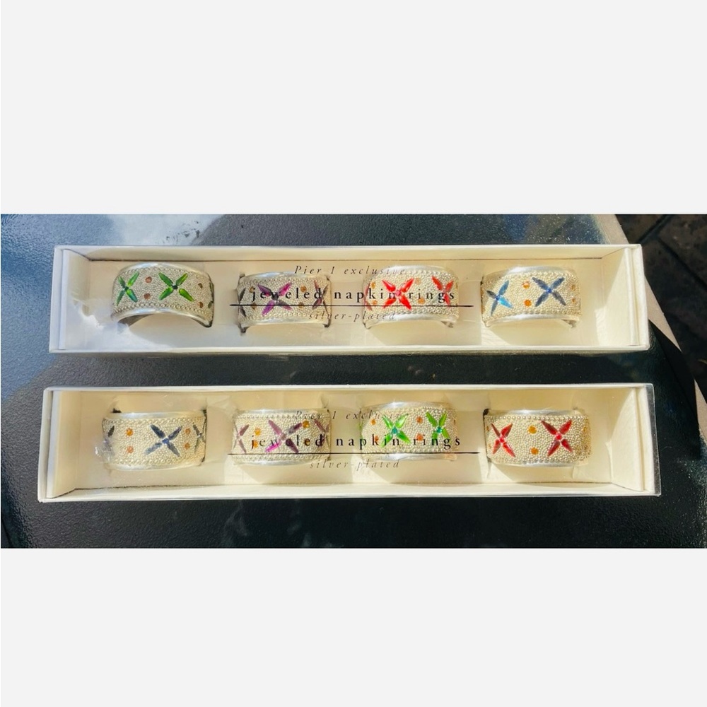 Pier 1 Jeweled Silver Napkin Rings